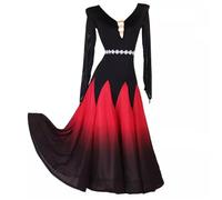 TJDWPRRD Abiti da Sala da Ballo Vuoti Gonna da Prestazioni Valzer a Maniche Lunghe Completo da Allenamento Foxtrot Flamenco da Donna Costume Standard Nazionale Sfumato