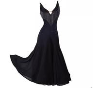 TJDWPRRD Abiti da Sala da Ballo Waltz per Donne Costume Prestazioni Tango Standard Abito da Ballo Foxtrot Senza Maniche Vestiti da Competizione Flamenco in Rilievo,Nero,L