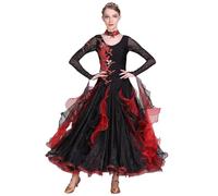TJDWPRRD Abiti da Valzer Sala da Ballo per Donne Gonna Oscillante Grande Flamenco Foxtrot Abito da Ballo Standard Nazionali Vestiti da Ballo Tango con Ricamo Strass,A,XL