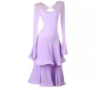 TJDWPRRD Abiti di Danza da Sala da Ballo per Donne Pratiche Abbigliamento da Ballo in Waltz Tango Eleganti Costume di Danza Standard Nazionale Gonne Social Flamenco Traspirante,Viola,XXL