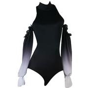 TJDWPRRD Abiti per Prove di Sala da Ballo Body da Prestazioni Latina da Donna Top per Body Salsa Tango Senza Spalline Costumi di Allenamento Danza Cha Cha Sfumata,A,XXL