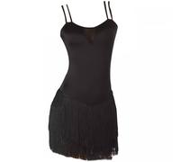 TJDWPRRD Abito da Ballo Latino con Bretelle Costume da Prestazioni di Salsa Tango con Nappa Abbigliamento Allenamento da Sala Cha Cha Senza Maniche Vestiti da Ballo per Rumba Samba,A,XXL