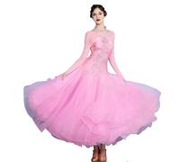 TJDWPRRD Abito da Competizione di Danza del Valzer Professionale Completo Prestazioni Tango Foxtrot con Strass Abbigliamento da Sala da Ballo da Donna Gonna da Ballo Salsa Standard