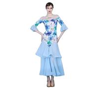 TJDWPRRD Abito da Concorrenza Sala da Ballo Abbigliamento da Ballo Prestazione Waltz Tango da Donna Vestito da Danza Flamenco Foxtrot Stampato Costumi Standard Nazionali Elastici,B,XXL