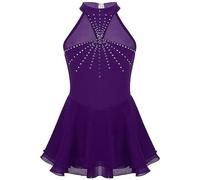 TJDWPRRD Abito da Pattinaggio Artistico per Bambine Gonna Pattinaggio Concorrenza di Pattinaggio su Ghiaccio Vestito Body da Prestazione Ginnastica Abiti da Danza Balletto Ritmica,Viola,XL
