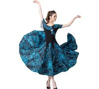 TJDWPRRD Abito da Sala da Ballo per Donna Abbigliamento Spettacoli di Danza del Valzer Senza Maniche Vestito da Ballo di Salsa Flamenco Stampato Costumi Pratica Foxtrot Elastici,A,3XL