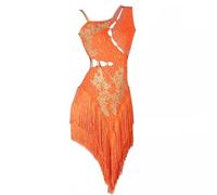 TJDWPRRD Completo da Prestazioni Latina per Donna Abiti da Sala da Ballo con Nappe Vestito da Competizione Salsa Tango con Strass Costumi di Danza Cha Cha Professionali,C,L