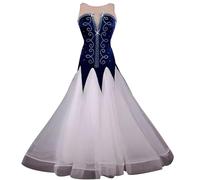 TJDWPRRD Costumi da Sala da Ballo con Strass Abbigliamento da Ballo di Valzer Senza Maniche per Donna Abiti da Competizione Salsa Flamenca Vestito Tango Standard,A,XL