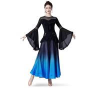 TJDWPRRD Costumi Prestazioni di Valzer Abbigliamento da Ballo Salsa Tango da Donna Abiti da Prestazioni di Ballo di Flamenco Foxtrot con Strass Gonna Standard Nazionale Squisita,B,L