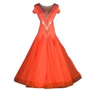 TJDWPRRD Gonna da Danza Tango Waltz Vestito di Concorso di Sala da Ballo con Strass Abbigliamento da Danza Flamenco da Donna Costume da Ballo Standard Nazionale Senza Maniche