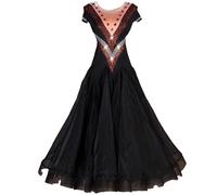 TJDWPRRD Gonna da Danza Tango Waltz Vestito di Concorso di Sala da Ballo con Strass Abbigliamento da Danza Flamenco da Donna Costume da Ballo Standard Nazionale Senza Maniche