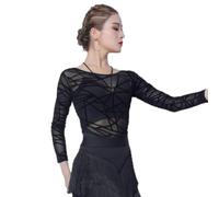 TJDWPRRD Tops Latini per Donna Camicie Salsa Sala da Ballo Body Tango | Backless Manica Media Traspirabile Morbido Pratica Abbigliamento Rumba Samba Costume