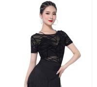 TJDWPRRD Tops Latini per Donna Camicie Salsa Sala da Ballo Body Tango | Backless Manica Media Traspirabile Morbido Pratica Abbigliamento Rumba Samba Costume
