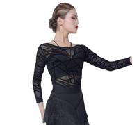 TJDWPRRD Tops Latini per Donna Camicie Salsa Sala da Ballo Body Tango | Backless Manica Media Traspirabile Morbido Pratica Abbigliamento Rumba Samba Costume