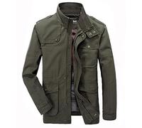TJHRJTY Giacca Uomo Autumn And Winter Men's Cotton Jackets Multi-Pocket Casual Trench Coat Stand Collar, Mid-Length Multi-Pocket Casual Coat(Green,7XL)