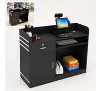 TJKK Banco per reception con bancone, moderno tavolo da reception con passacavi, bancone per checkout, hall, salone di bellezza (nero) 120 x 40 x 92 cm