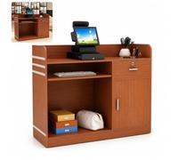 TJKK Banco per reception con bancone, moderno tavolo da reception con passacavi, bancone per checkout, hall, salone di bellezza (marrone, 120 x 40 x 92 cm)