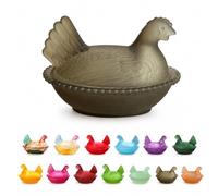 TJKK Piatto portaoggetti in vetro a forma di gallina, in stile vintage, con coperchio, multiuso, per cucina, bancone, camera da letto, comò, decorazione per la casa di Pasqua (12 x 8 cm, verde oliva)