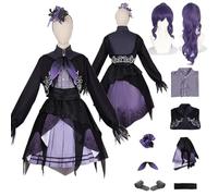 Tjlmomo Anime Asahina Mafuyu Purple Cosplay Costume con parrucca Vestito Gioco Project Sekai Colourful Stage Cosplay Adulti Airi Momoi Uniforme Set Halloween Festa Carnevale Dress Up Suit per Donne