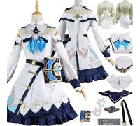 Tjlmomo Anime Barbara Cosplay Costume con Parrucca Vestito Gioco Genshin Impact Cosplay Adulti Escoffier Abito Cappello Uniforme Completo Set Halloween Festa Carnevale Dress Up Suit per Donne
