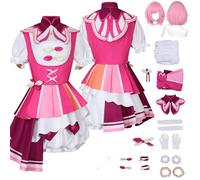 Tjlmomo Anime Emu Otori Pink Cosplay Costume con parrucca Vestito Gioco Project Sekai Colourful Stage Cosplay Adulti Mizuki Akiyama Uniforme Completo Set Halloween Festa Carnevale Dress Up per Donne