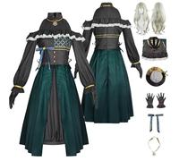 Tjlmomo Anime Nene Kusanagi Dark Green Cosplay Costume con parrucca Vestito Gioco Project Sekai Colourful Stage Cosplay Adulti Asahina Mafuyu Uniforme Set Halloween Carnevale Dress Up Suit per Donne