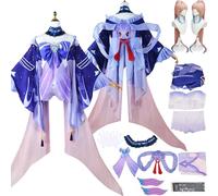 Tjlmomo Anime Sangonomiya Kokomi Cosplay Costume con Parrucca Vestito Gioco Genshin Impact Cosplay Adulti Barbara Cappotto Gonna Uniforme Completo Set Halloween Festa Carnevale Dress Up Suit per Donne