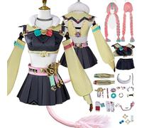 Tjlmomo Anime Varesa Cosplay Costume con Parrucca Vestito Gioco Genshin Impact Cosplay Adulti Barbara Cappotto Gonna Uniforme Completo Set Halloween Festa Carnevale Dress Up Suit per Donne Ragazze