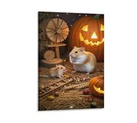 TJLROUVNK Golden Hamster Tela Stampa Harvest Pumpkin Decorazione Per Parete Wall Art Stampa Artistica Home Decor Art Bel Regalo Camera Da Letto Ufficio Sala Pranzo Bar 12x18inch(30x45cm)