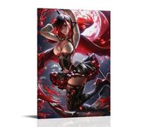 TJLTXV Ruby RoseArtistic Poster impermeabile ad alta definizione per cucina, bagno, dormitorio, senza foratura, facile da installare, decorazione multi scena, 60 x 90 cm, stile cornice