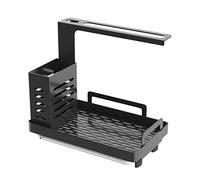 TJLVYCNB Cesto da Appendere for lavello da Cucina, Scatola portaoggetti in Acciaio Inox, portaspazzole in Spugna con Vassoio di Scarico, stendibiancheria da Cucina(A)