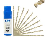 TJR® HSS-E M35 - Punta elicoidale per trapano, autocentrante, DIN 338, tipo N, 135°, 10 pezzi, Ø 2 mm