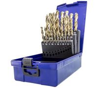 TJR® HSS-E M35 - Punta elicoidale per trapano, autocentrante, DIN 338, tipo N, 135°, 25 pezzi, Ø 1-13 mm