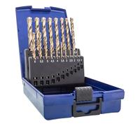 TJR® HSS-E M35 - Set di 19 punte elicoidali per trapano elicoidali in cobalto da 1-10 mm, 0,5 mm, autocentranti, DIN 338, tipo N 135°, per profili in acciaio inossidabile, acciaio, alluminio con
