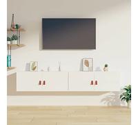 TJROO Armadio a Parete Mobile Galleggiante 2 pz Multifunzionale Arredamento D'interni Armadietto Portaoggetti per Soggiorno Camera da Letto o Cucina Design Elegante e Moderno Bianco 80x30x30 cm