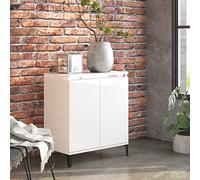 TJROO Credenza con Ante 60x35x70 cm Mobile Alto Mobiletto Ingresso Armadietto Multiuso Mobile Contenitore Credenza Legno Mobile da Salotto legno Multistrato, metallo Bianco Lucido