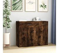 TJROO Credenza con Cassetti con Ante 88x30x70 cm Mobiletto Ingresso Mobile Contenitore Mobiletto Salvaspazio Armadietto Cassettiera Mobile da Salotto Legno Multistrato Rovere Fumo