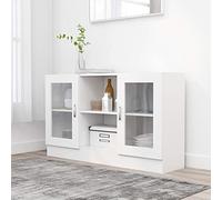 TJROO Credenza Vetrina con Ante 120x30,5x70 cm Armadietto con Ante Credenza Espositore Mobile da Salotto Mobile Alto Mobiletto Ingresso Mobile Contenitore Legno Multistrato Bianco