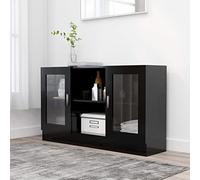 TJROO Credenza Vetrina con Ante 120x30,5x70 cm Mobile da Salotto Mobile Alto Armadietto con Ante Credenza Espositore Mobiletto Ingresso Mobile Contenitore Legno Multistrato Nero