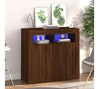 TJROO Credenza Vetrina con Ante 80x35x75 cm Credenza Espositore Mobile da Salotto Mobile Contenitore Mobile Alto Credenza da Pranzo Armadietto con Ante Legno Multistrato Rovere Marrone
