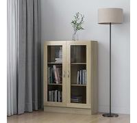 TJROO Libreria per Studio con Vetrina Rovere Sonoma 82,5x30,5x115cm Truciolato Vetrina Soggiorno Credenza Moderno Decorazione Armadietto Espositiva Corridoio Mobili da Camera da Letto
