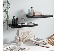 TJROO Mensola Galleggiante Scaffale ad Angolo 2 pz Ripiano a Parete con un Sistema di Montaggio Invisibile Decorazione per Pareti Vuote Design Salvaspazio Nero Lucido 50x23x3,8 cm