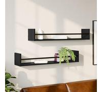 TJROO Mensola Galleggiante Scaffale Espositivo Mensole Pensili 2 pz Ripiano a Parete Scaffale ad Angolo con Asta Decorazione per Pareti Vuote Design Salvaspazio Nero 80x16x14 cm