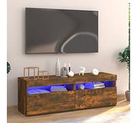 TJROO Mobile Porta TV con Luci LED Rovere Fumo 120x35x40cm Legno Multistrato Mobile Televisore Mobile TV Vetrina Armadio con Led Mobile Salone Mobile con Ante Mobile Sotto TV Consolle TV
