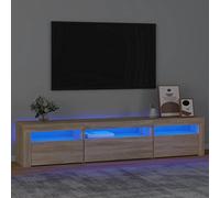 TJROO Mobile Porta TV con Luci LED Rovere Sonoma 195x35x40cm Legno Multistrato Mobile Televisore Mobile TV Vetrina Mobili Soggiorno Legno Mobile Salone Mobile con Ante Consolle TV