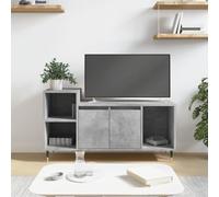 TJROO Mobile Porta TV Grigio Cemento 100x35x55cm in Legno Multistrato e Metallo - Televisione Basso Con Ante, Vetrina, Mobiletto, Armadio, Consolle, Mensola Sotto TV