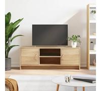 TJROO Mobile Porta TV Rovere Sonoma 102x30x37,5cm in Legno Multistrato - Mensola Sotto TV Con Ante e Vetrina - Consolle Televisione Bassa