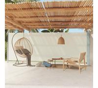 TJROO Tenda da Sole 200x600 cm Tende da Veranda da Giardino Paravento Laterale Retrattile Paravento da Esterno Parasole Tenda Laterale per Patio e Balcone Crema Tessuto Chiusura Automatica