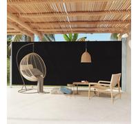 TJROO Tenda da Sole 220x600 cm Paravento da Esterno Retrattile Chiusura Automatica Paravento Laterale Pannelli Laterali Parasole Tenda Laterale per Patio e Balcone Nero Tessuto