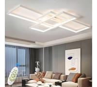 TJSC Plafoniera LED Soffitto Moderna,Plafoniera Salotto Dimmerabile, 65W Quadrata Geometrica Lampada Da Soffitto,per Decorativa Soggiorno, Camera da Letto,Sala da Pranzo,Cucina,Ufficio,80cm, Bianco